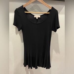Philosophy Classic Black ribbed Short Sleeve peplum Top size XS